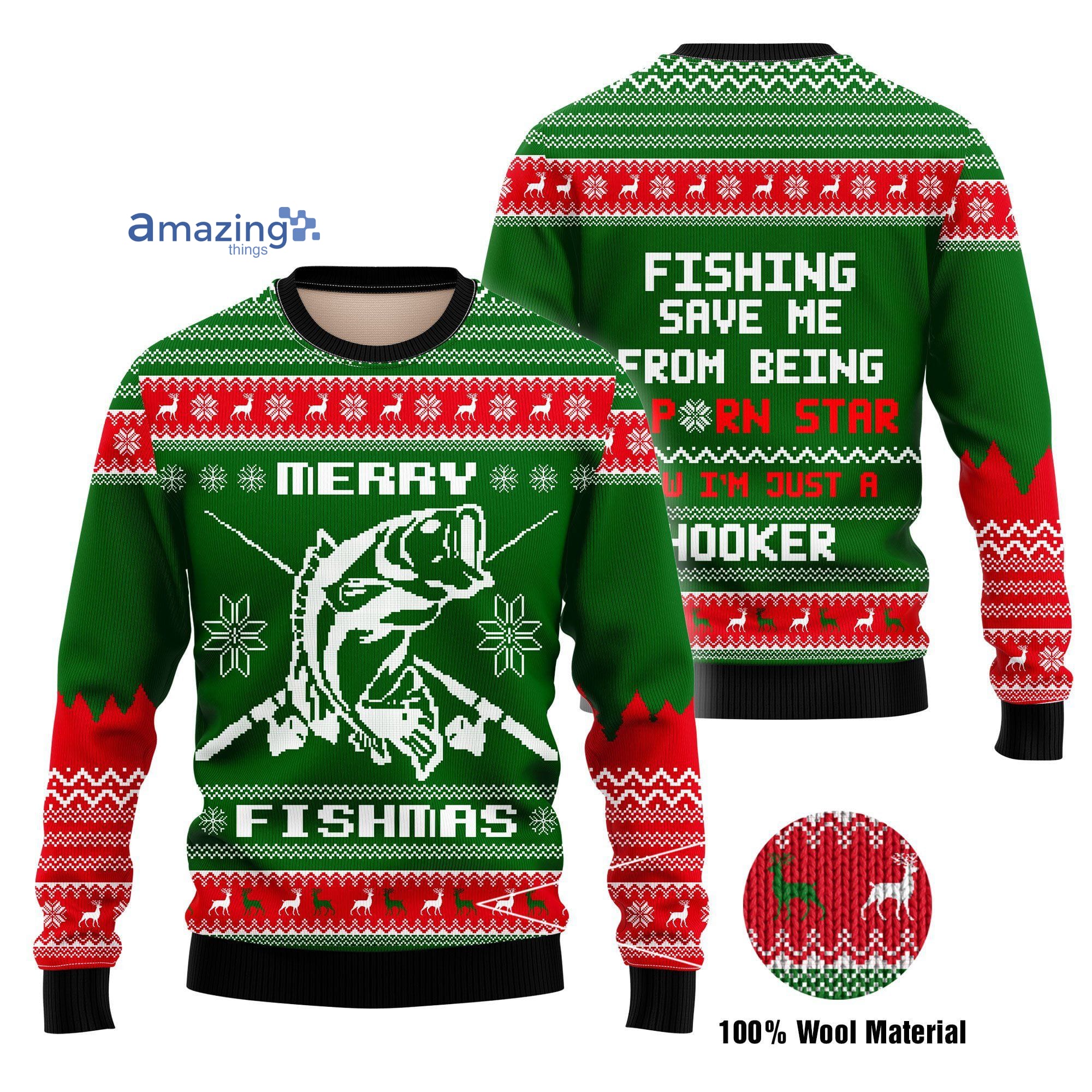 Fishing-Hooker Christmas Knitting Pattern Christmas Ugly Sweater