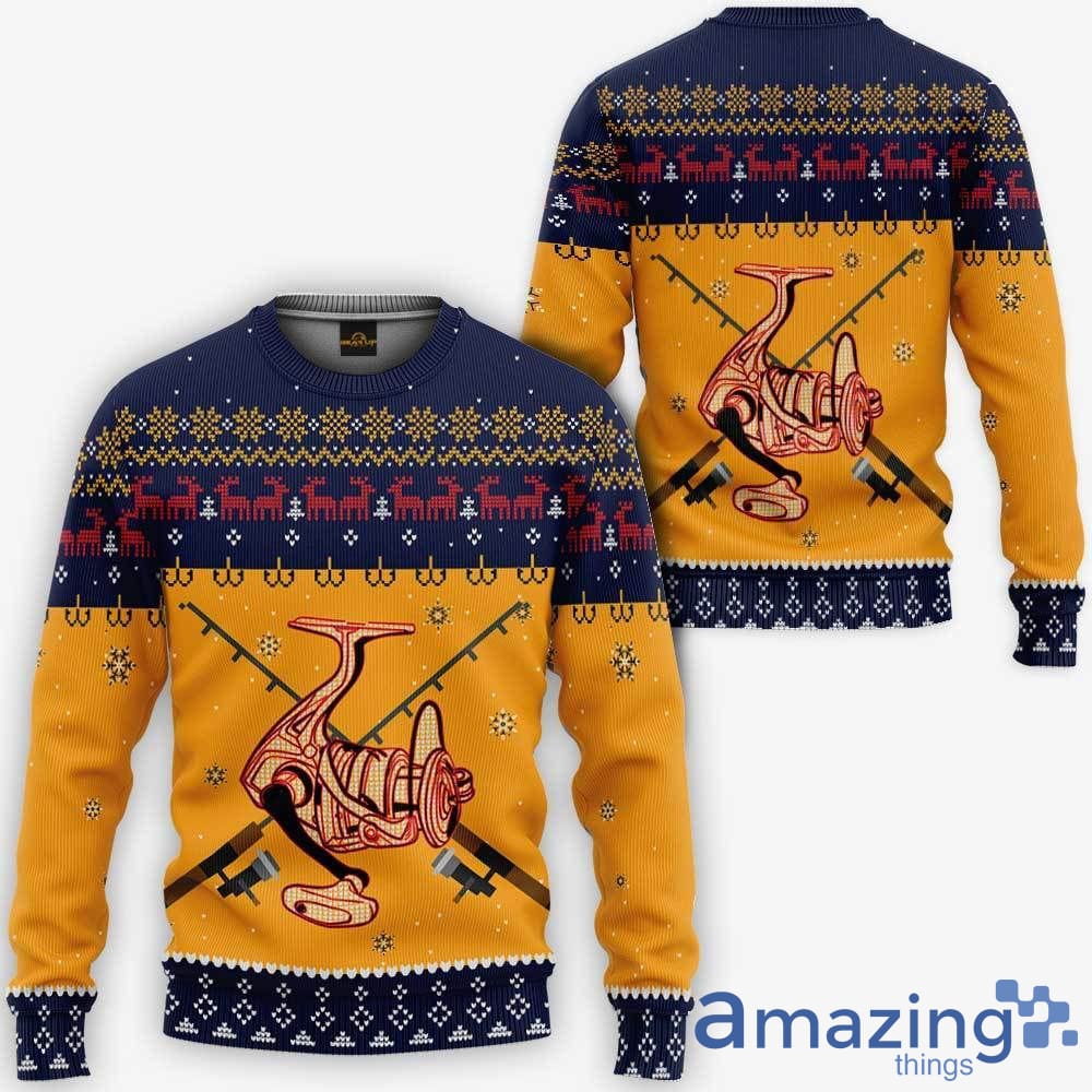 Fishing Reel Wool Knitting Pattern Christmas Ugly Sweater Sweatshirt