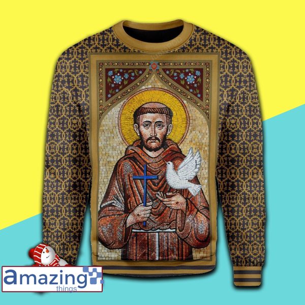 Gearhomies St Francis Of Assisi 3d Ugly Christmas Sweater