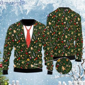 Gingerbread Man Candy Cane Christmas Pattern Ugly Christmas Sweaterproduct photo 1