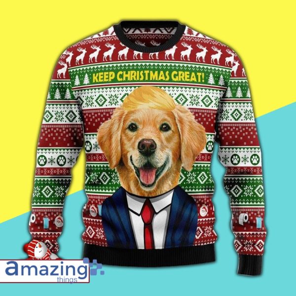 Golden Retriever Dog Keep Christmas Knitting Pattern Christmas Ugly Sweater