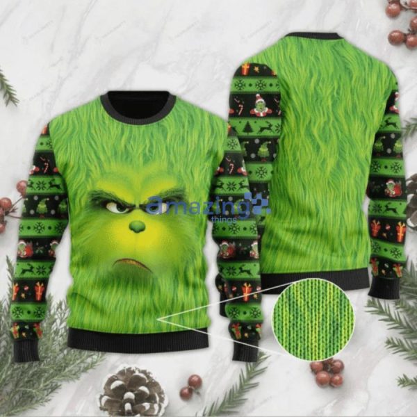 Green Grinch Christmas 3D Wool Material Sweaterproduct photo 1