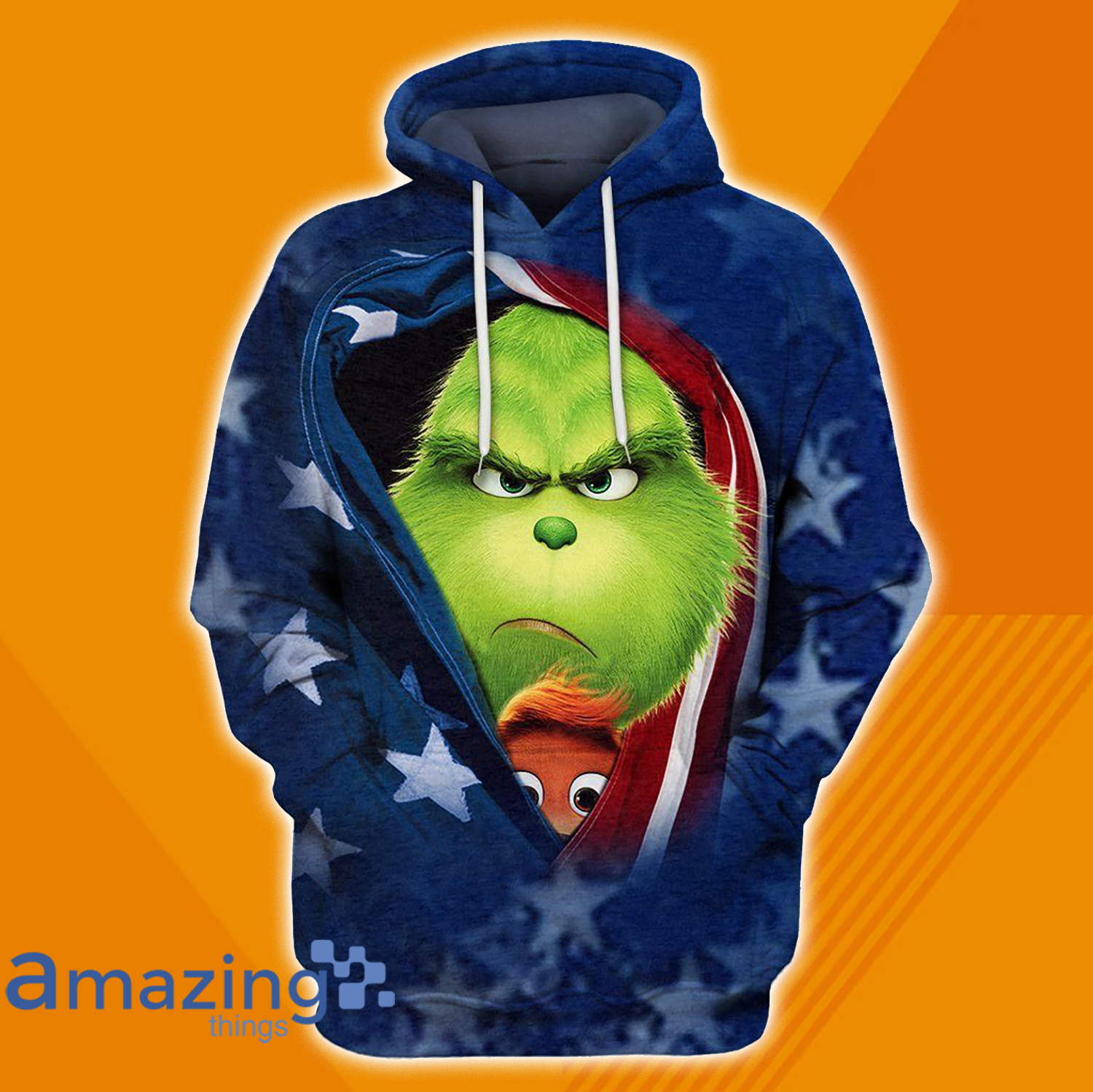 Grinch And Dog America Flag All Over Print 3D Hoodie image Grinch And Dog America Flag All Over Print 3D Hoodie Product photo 1