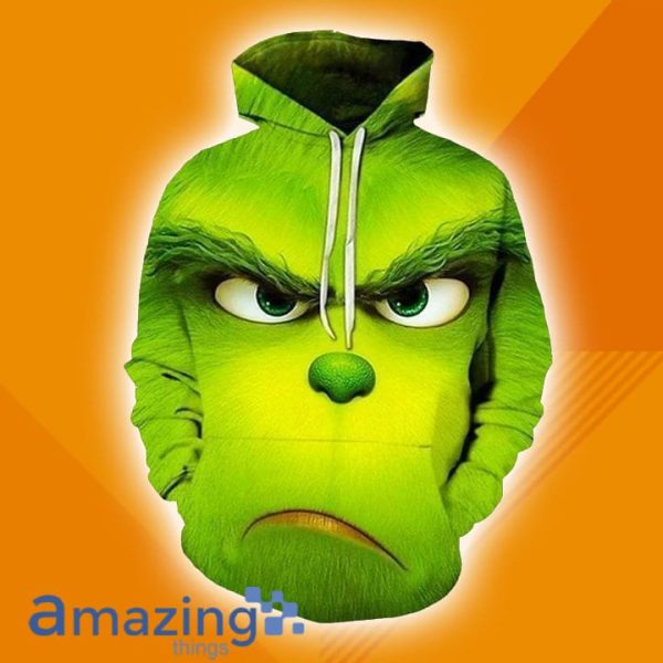 Grinch Face Funny Christmas Green All Over Print 3D Hoodie