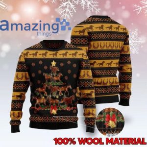 Horse Christmas Tree d All Over Printed  Wool Material Sweater