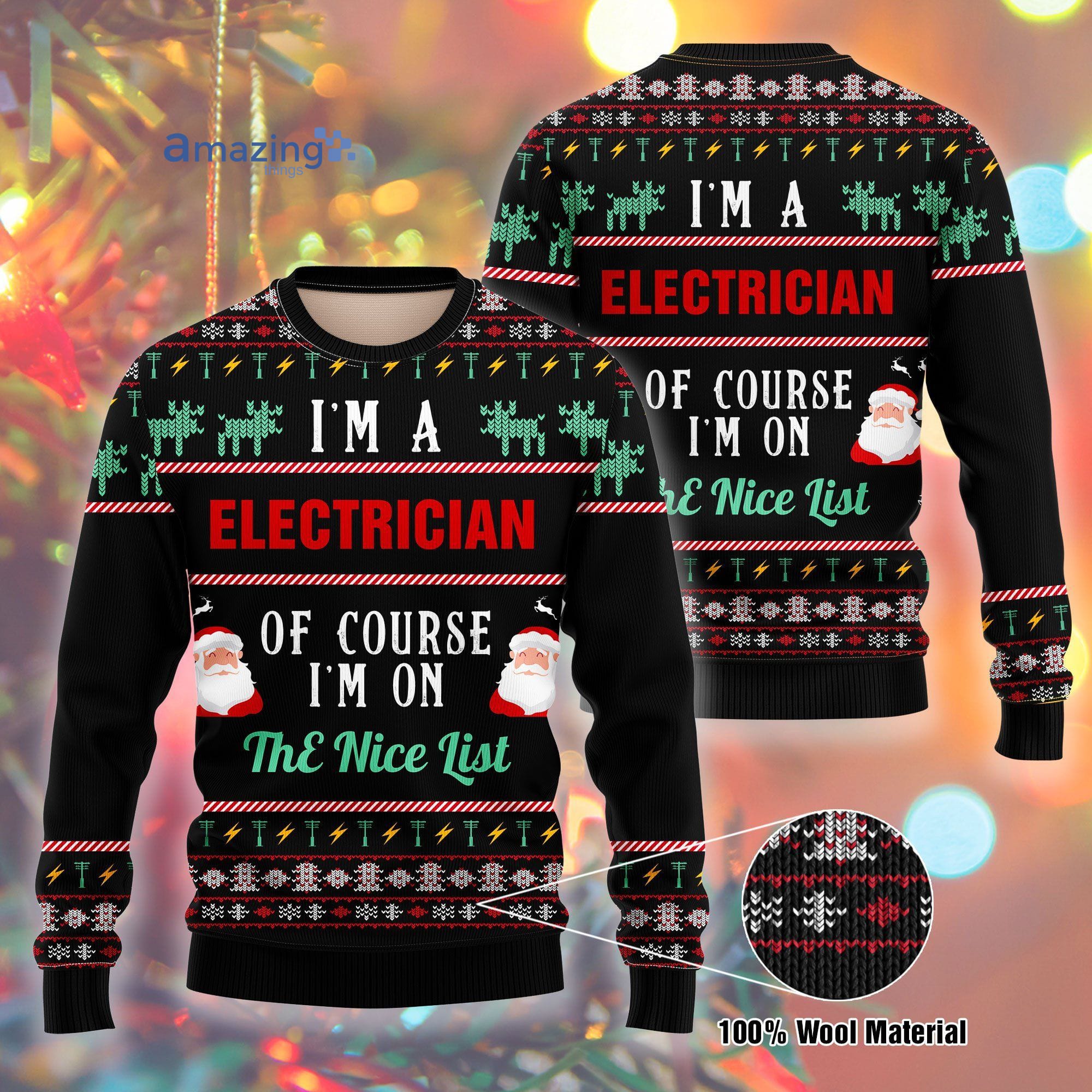 I Am A Electician Wool Knitting Pattern Christmas Ugly Sweater Sweatshirt