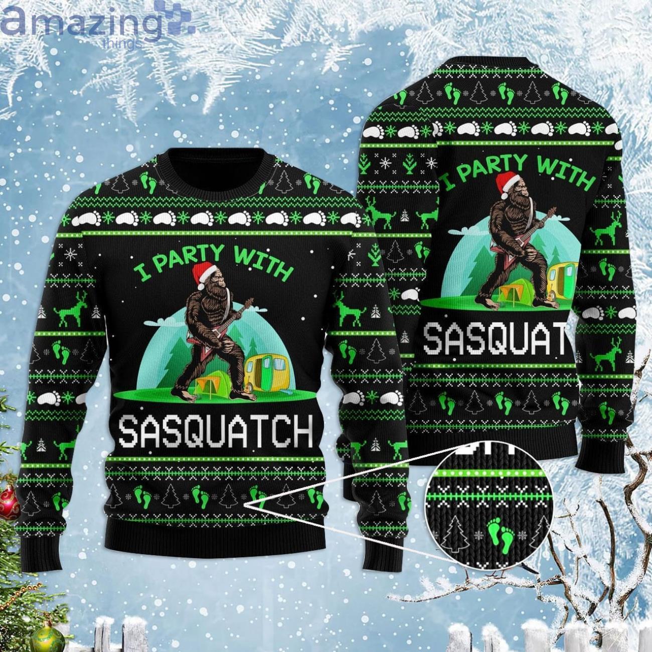 I'm Party With Sasquatch Camping Ugly Christmas Sweaterproduct photo 1