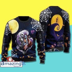 Jack & Sally Halloween All Over Printed d Wool Material Sweater