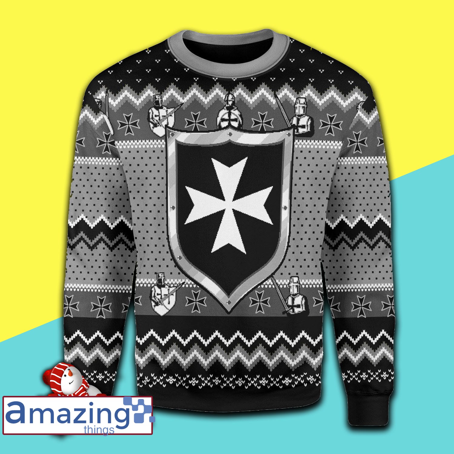 Knights Hospitaller Christmas Knitting Pattern Christmas Ugly Sweater image Knights Hospitaller Christmas Knitting Pattern Christmas Ugly Sweater Product photo 1