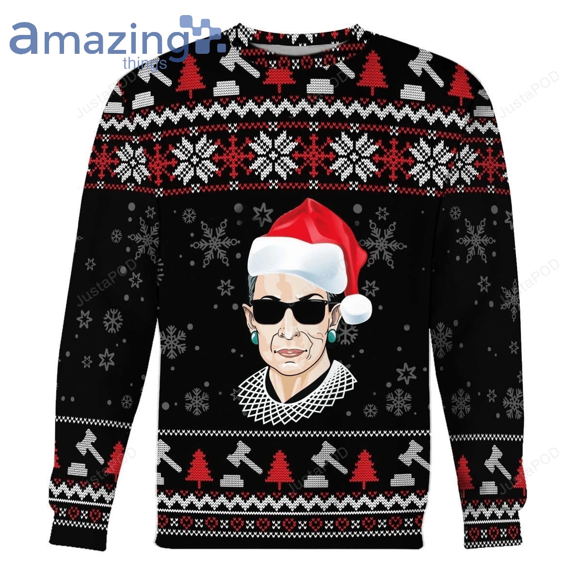 Merry Christmas Gearhomies Unisex RBG 3D Ugly Christmas Sweater