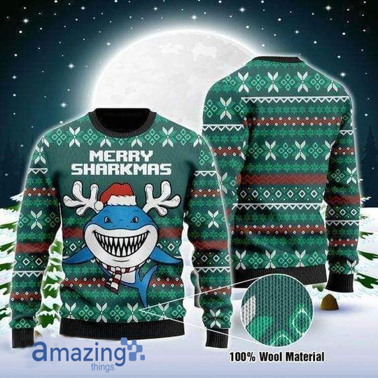 Merry Christmas Merry Sharkmas Special Pattern Christmas Sweater