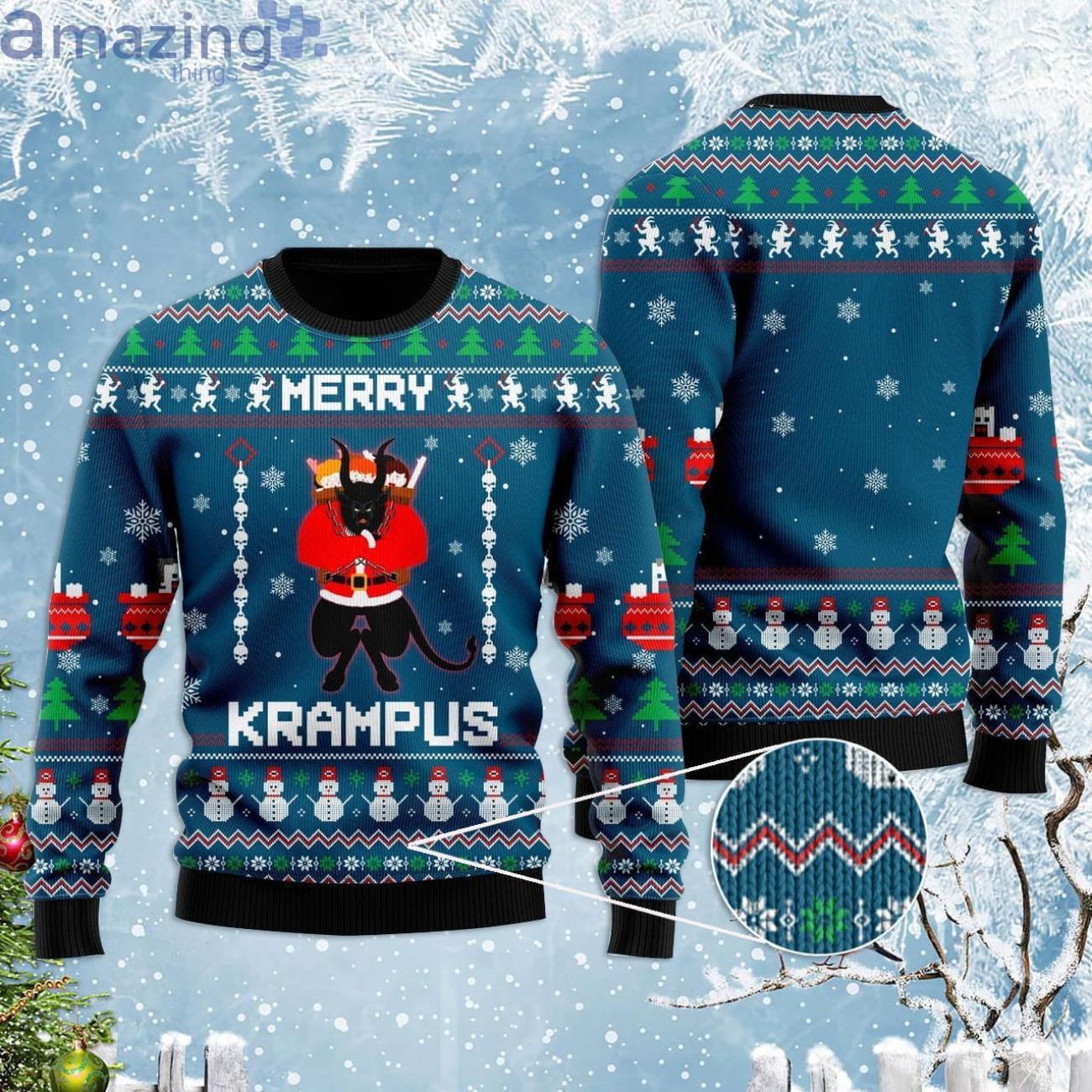 Merry Kramp Snow Men Pattern Funny Ugly Christmas Sweater image Merry Kramp Snow Men Pattern Funny Ugly Christmas Sweaterproduct photo 1 Product photo 1