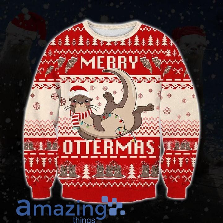 Merry Ottermas Christmas Knitting Pattern Christmas Ugly Sweater image Merry Ottermas Christmas Knitting Pattern Christmas Ugly Sweater Product photo 1