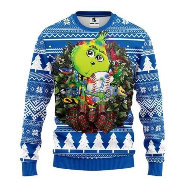 MLB Los Angeles Dodgers Grinch Hug Christmas Ugly Sweaterproduct photo 1