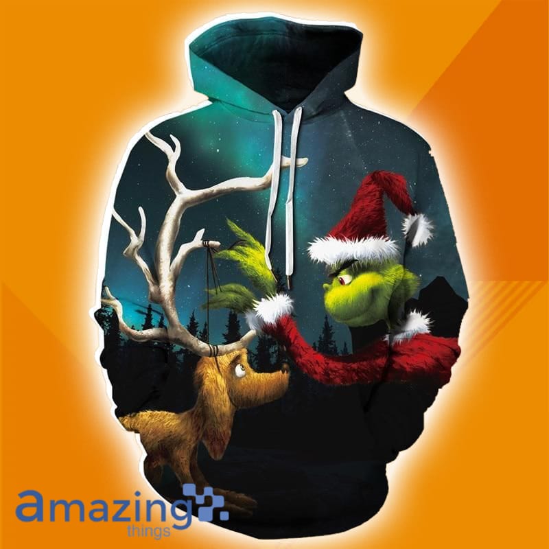 New Grinch And Deer Christmas All Over Print 3D Hoodie image New Grinch And Deer Christmas All Over Print 3D Hoodie Product photo 1
