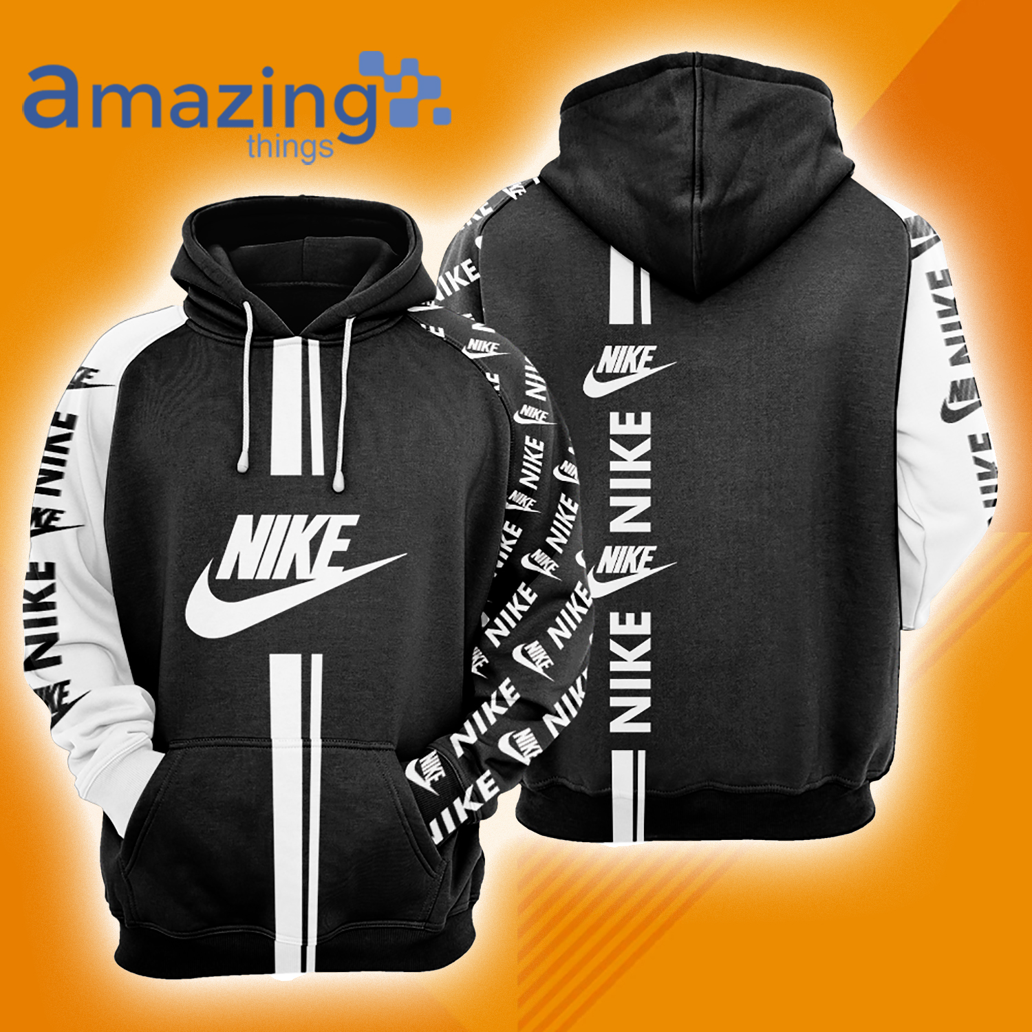 Nike Black And White Full Over Print 3D Hoodie image Nike Black And White Full Over Print 3D Hoodie Product photo 1