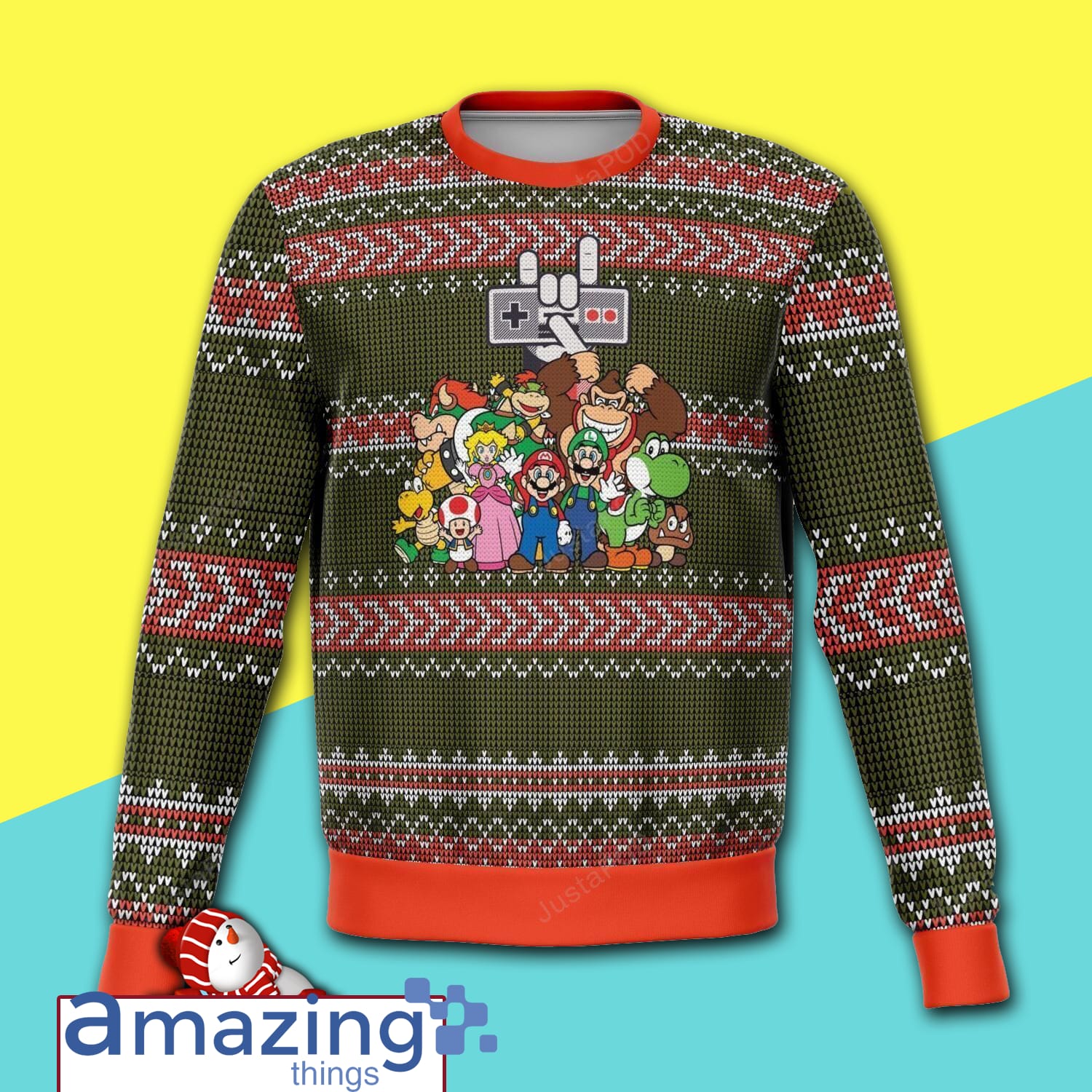 Nintendo All Over Printed Christmas Sweater image Nintendo All Over Printed Christmas Sweater