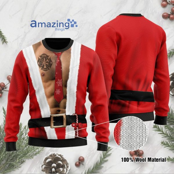 Packs Body With Firefighter Tattoo For Firefighters Knitting Pattern Christmas Ugly Sweater