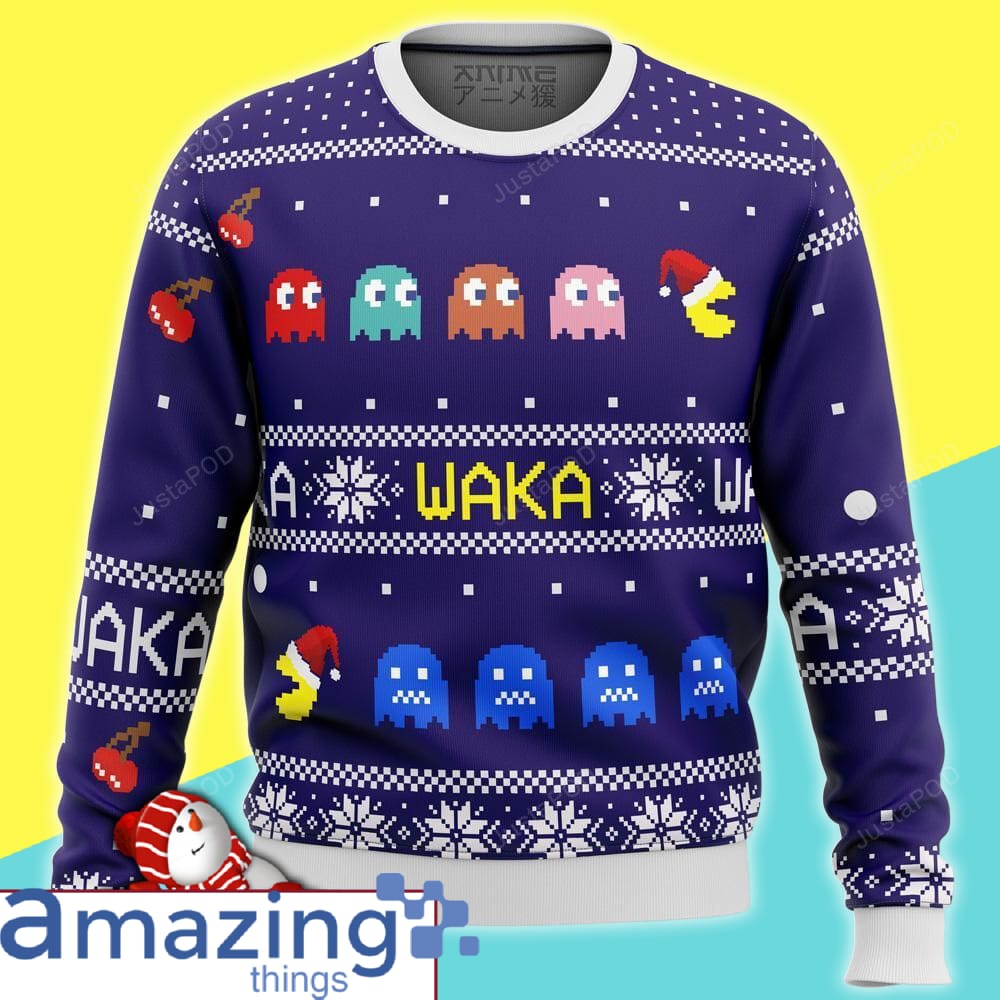 Pacman Waka Waka All Over Printed Christmas Sweater image Pacman Waka Waka All Over Printed Christmas Sweater Product photo 1