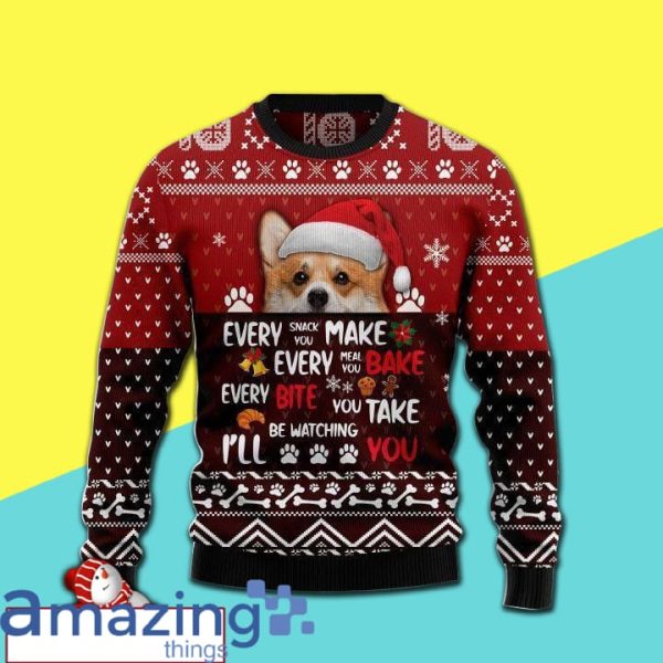 Pembroke Welsh Corgi Will Be Watching You Christmas Knitting Pattern Christmas Ugly Sweater