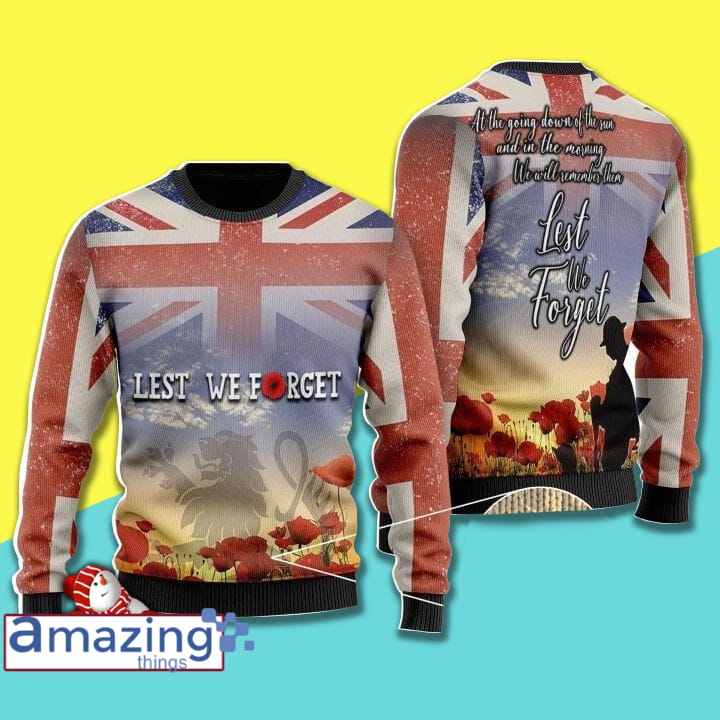 Pink United Kingdom Veterans Lest We Forget Ugly Christmas Sweater
