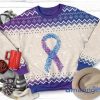 Purple And Blue Ribbon Awareness Christmas Knitting Pattern Christmas Ugly Sweater