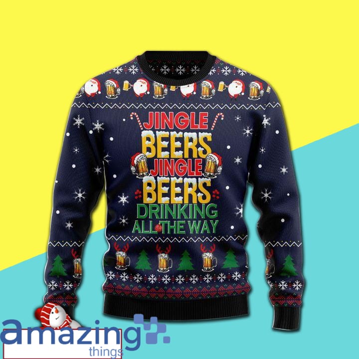 Jingle Beers Drinking All The Way Beer Wool Knitting Pattern Christmas Ugly Sweater Sweatshirt