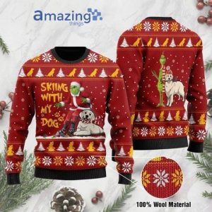 Skiing With My Dog For Golden Retriever Christmas Knitting Pattern Christmas Ugly Sweater