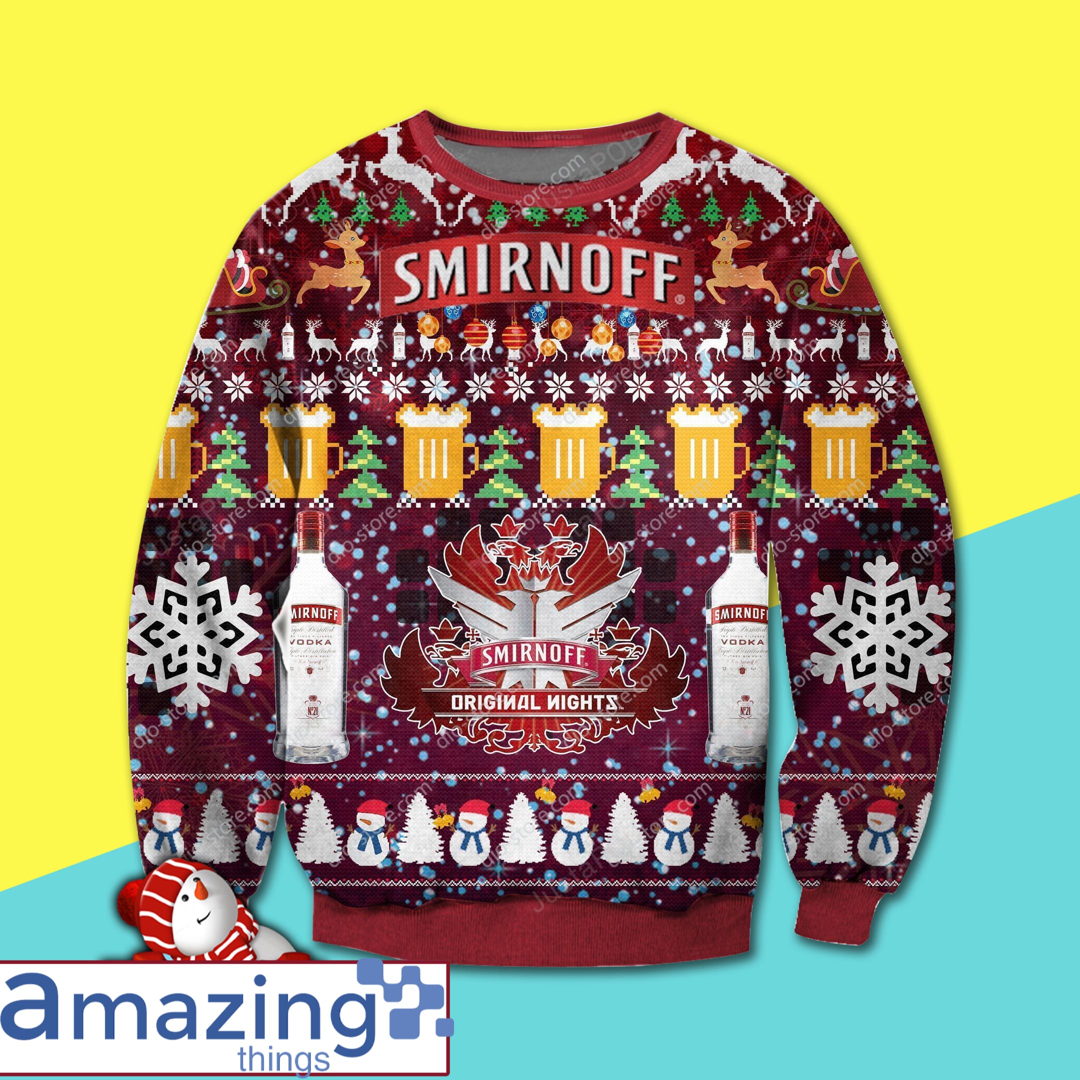 Smirnoff Vodka Wine Ugly Christmas Sweater Sweatshirt Gift For Christmas