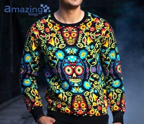 Sugar Skull Halloween Adult Ugly Christmas Sweater All Over Print Sweatshirt