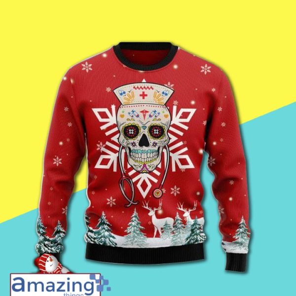 Sugar Skull Nurse Christmas Knitting Pattern Christmas Ugly Sweater