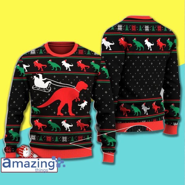 T Rex And Santa Christmas Knitting Pattern Ugly Sweater