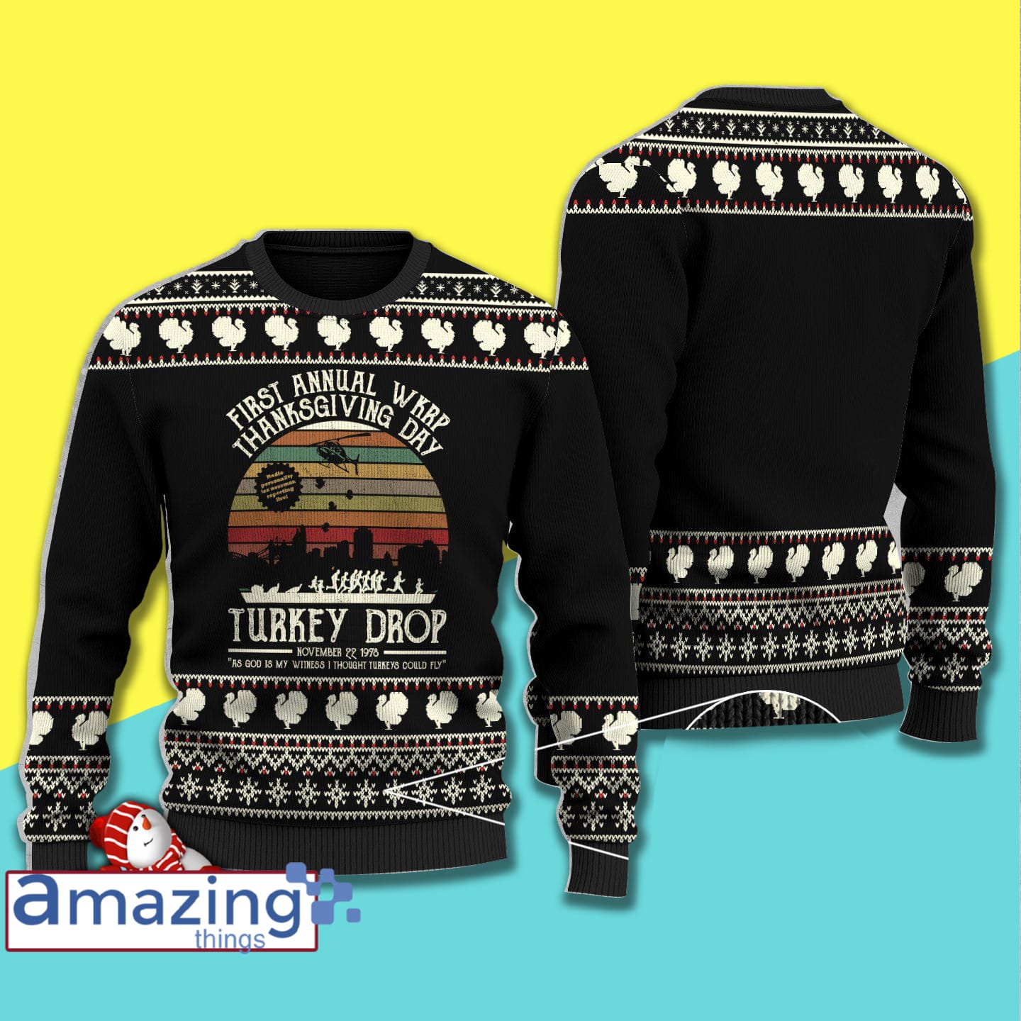 Thanksgiving Day Turkey Drop Christmas Knitting Ugly Sweater