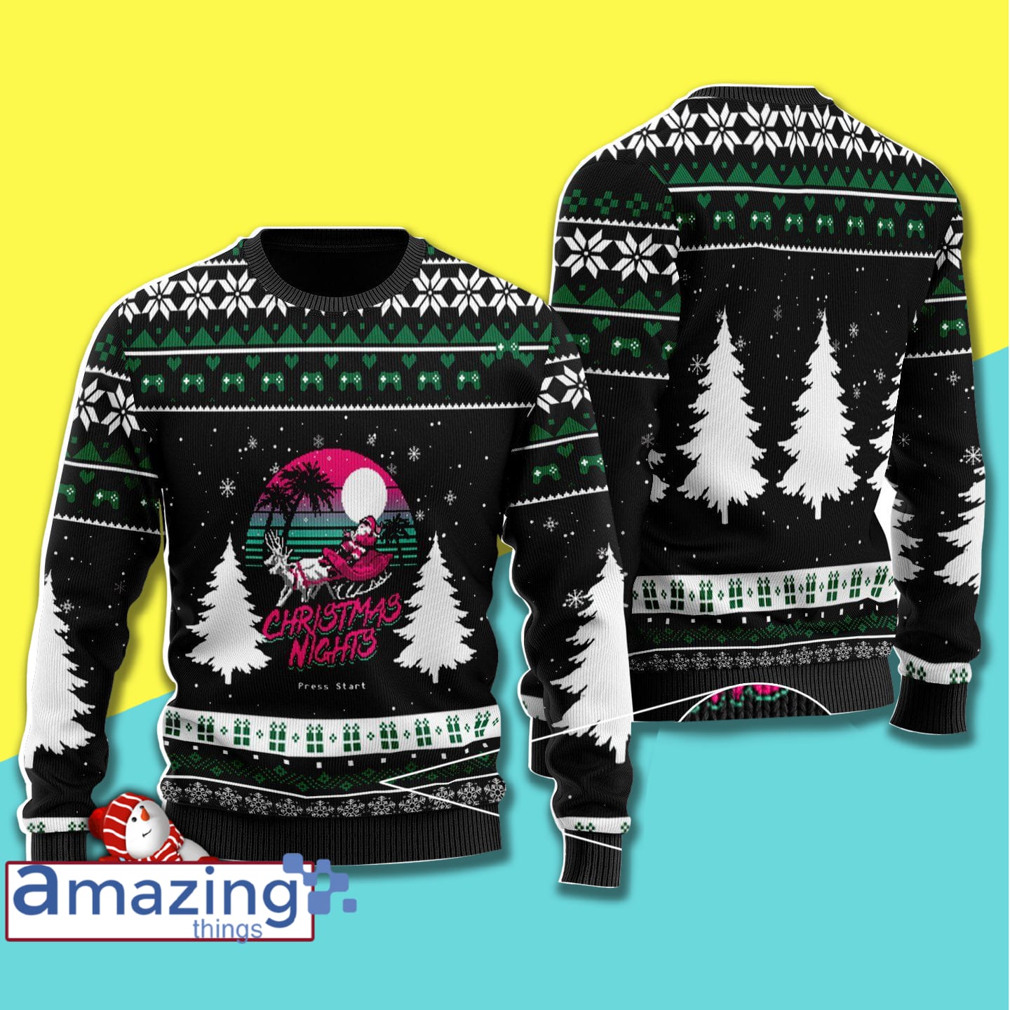 The Retro Vintage Wool Knitting Pattern Christmas Ugly Sweater Sweatshirt