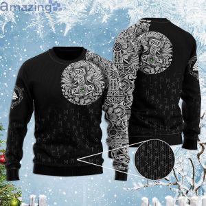 Viking Odin Norse Valhalla Pattern Black Ugly Christmas Sweaterproduct photo 1