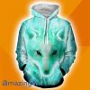White Wolf Lighting Cyan Blue Shades Vibrant All Over Print 3D Hoodie
