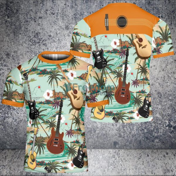 3D Electric Guitar Hawaii Coconut And Sea All You Need 3D T Shirt