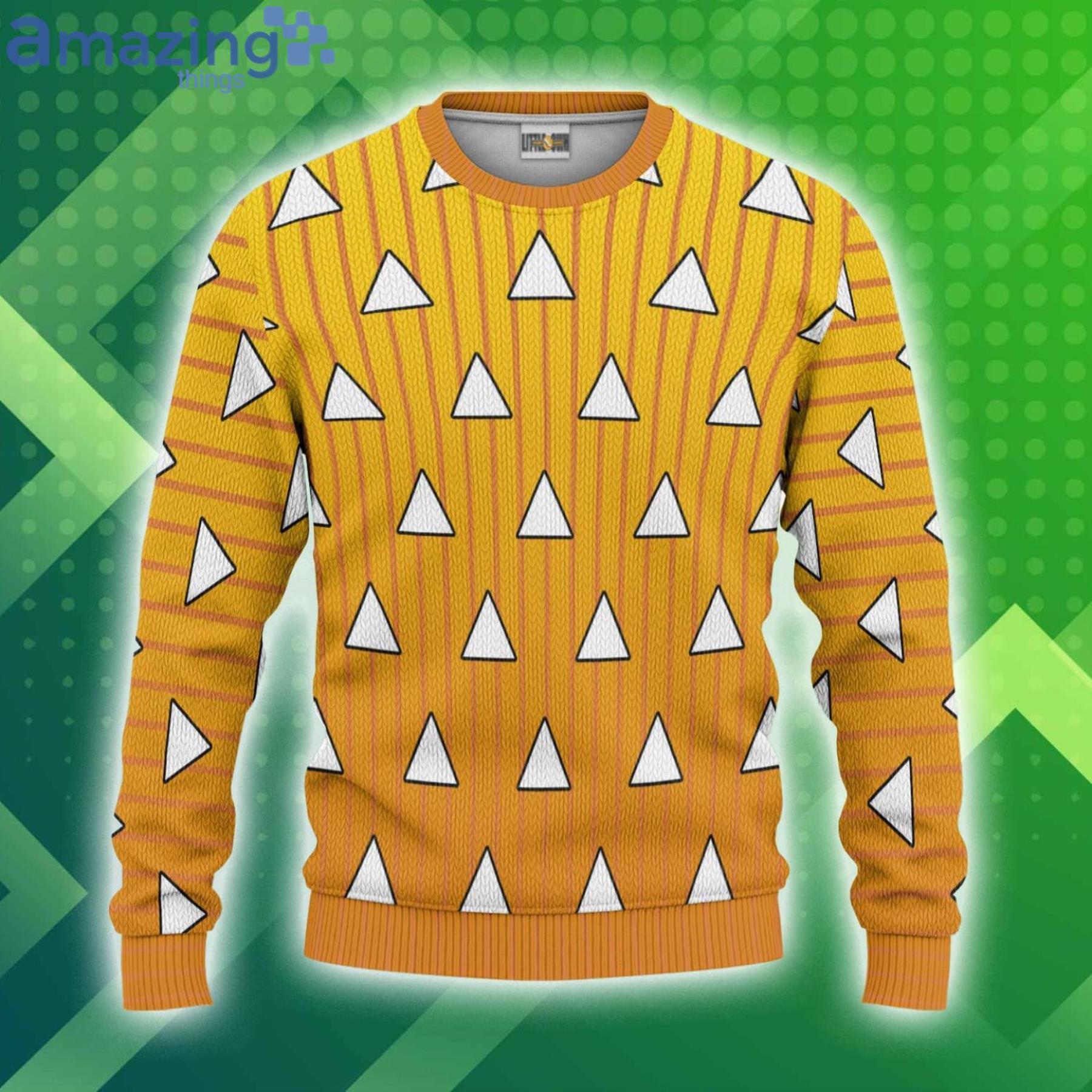 Agatsuma Zenitsu Pattern Christmas Ugly Sweater Demon Slayer Anime 3D Sweater image Agatsuma Zenitsu Pattern Christmas Ugly Sweater Demon Slayer Anime 3D Sweater Product Photo 1 Product photo 1