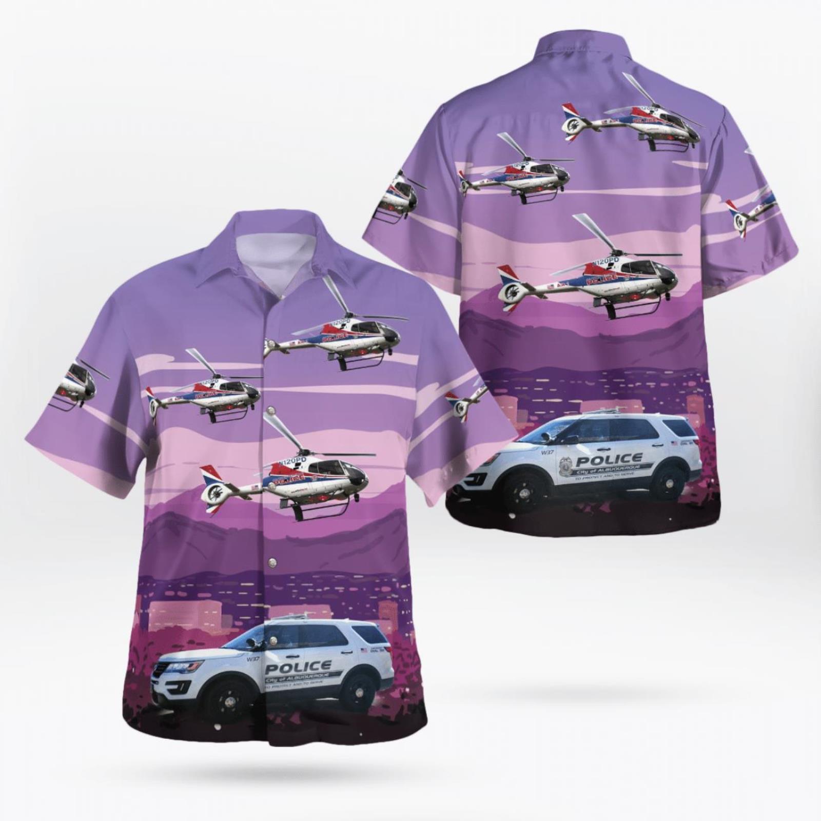 Albuquerque New Mexico Albuquerque Police Department Ford Police Utility And Eurocopter Ec 120B Colibri Hawaiian Shirt image Albuquerque New Mexico Albuquerque Police Department Ford Police Utility And Eurocopter Ec-120B Colibri Hawaiian Shirt Product Photo 1 Product photo 1