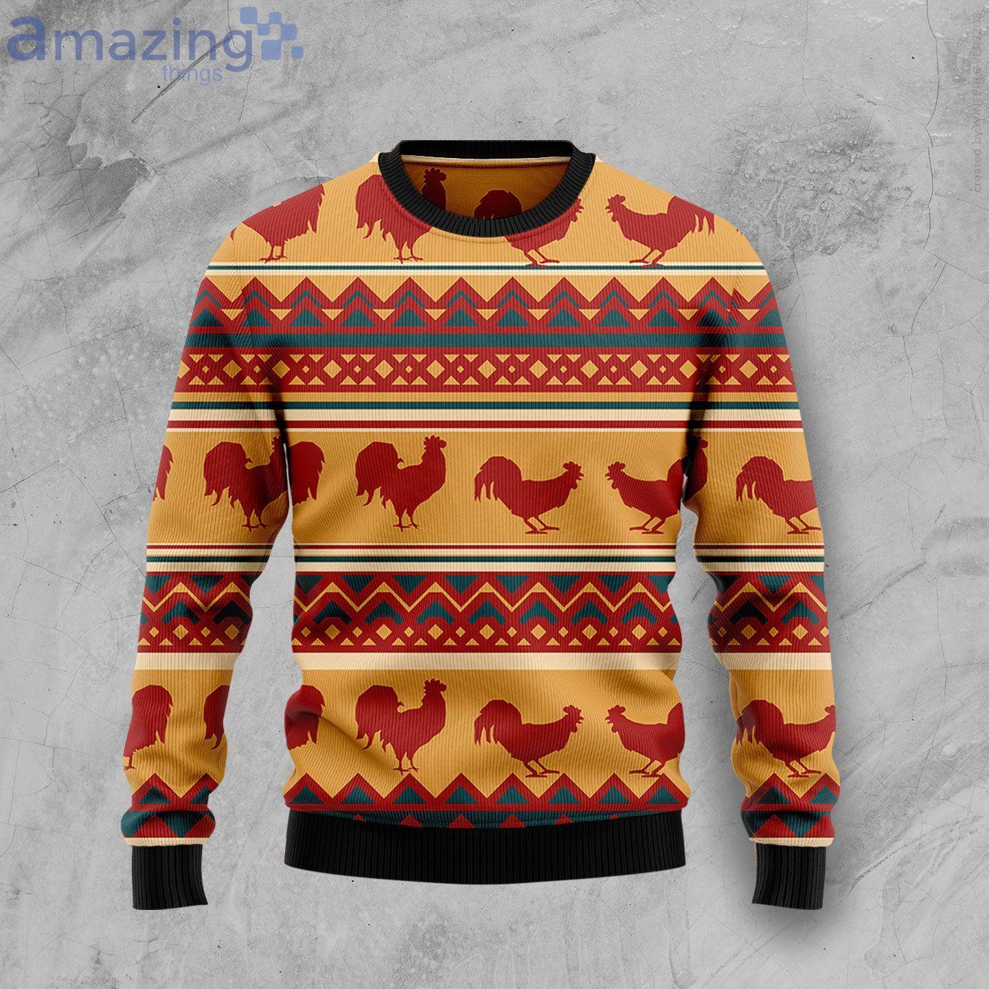 Amazing Chicken Pattern All Over Print Ugly Christmas Sweater image Amazing Chicken Pattern All Over Print Ugly Christmas Sweater Product Photo 1 Product photo 1
