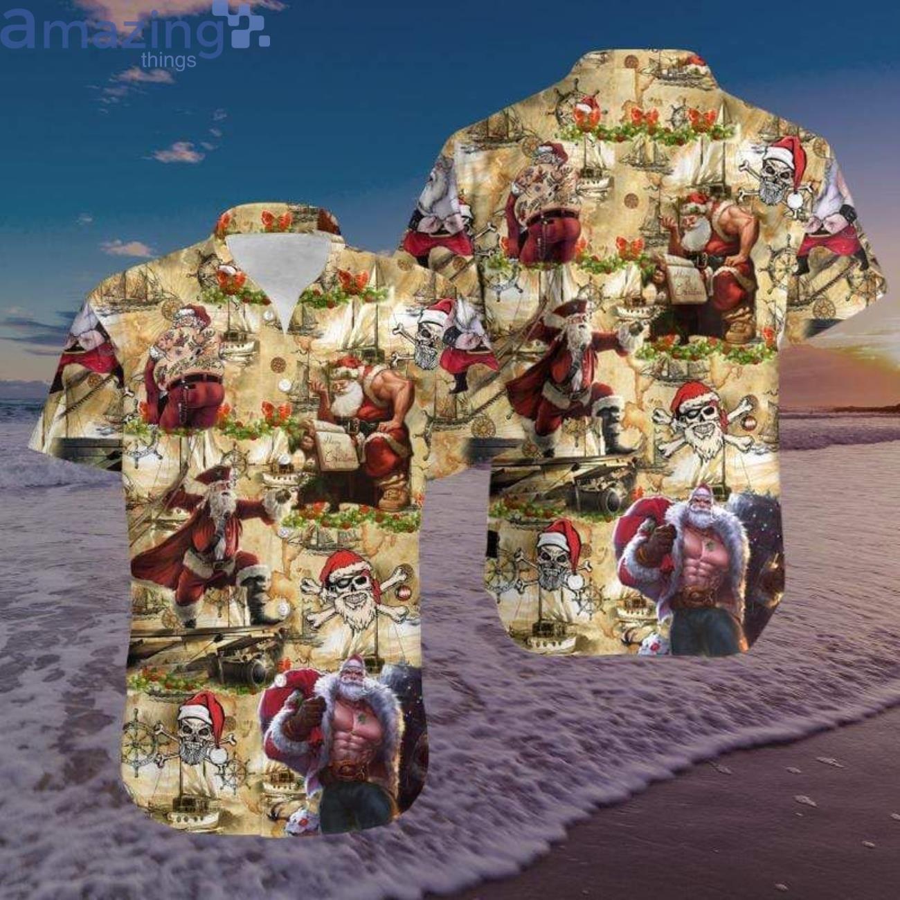 Amazing Pirate Santa Claus Funny Hawaiian Shirts Product Photo 1