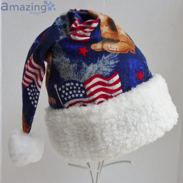 America Flag Patriotic Christmas Santa Hat For Adult And Child Product Photo 3