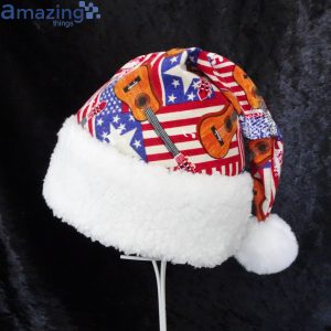 American Flags And Guitar Christmas Santa Hat For Adult And Child Product Photo 3