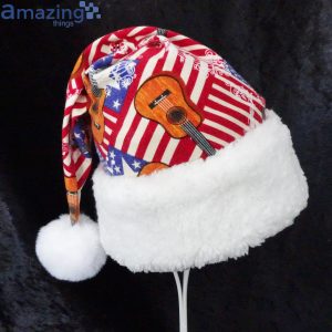 American Flags And Guitar Christmas Santa Hat For Adult And Child Product Photo 1