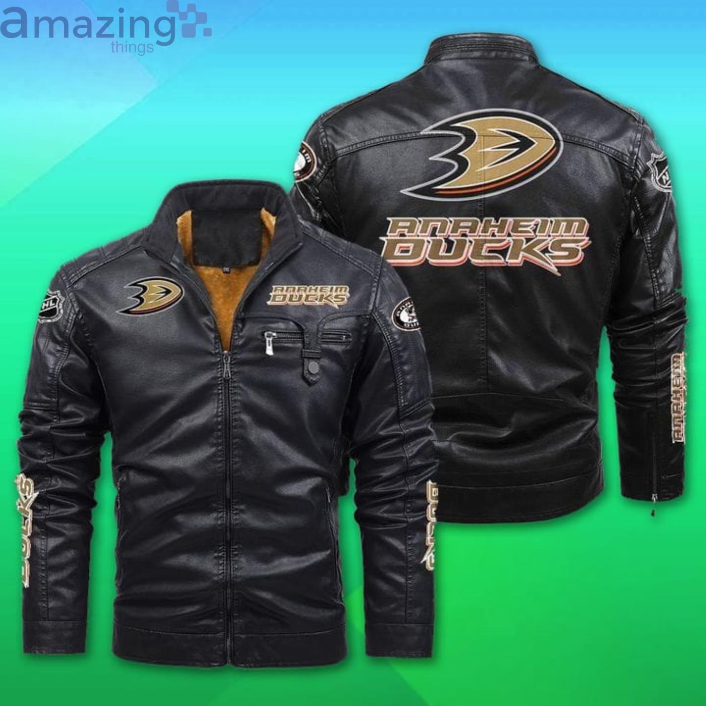 Anaheim Ducks Fleece Leather Jacket Product Photo 1