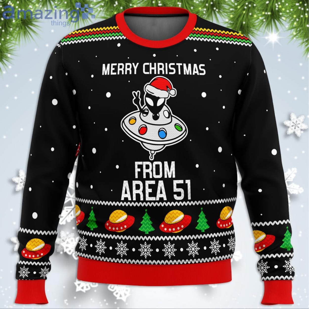 Area 51 Aliens Funny Christmas Gift Ugly Christmas Sweater Product Photo 1