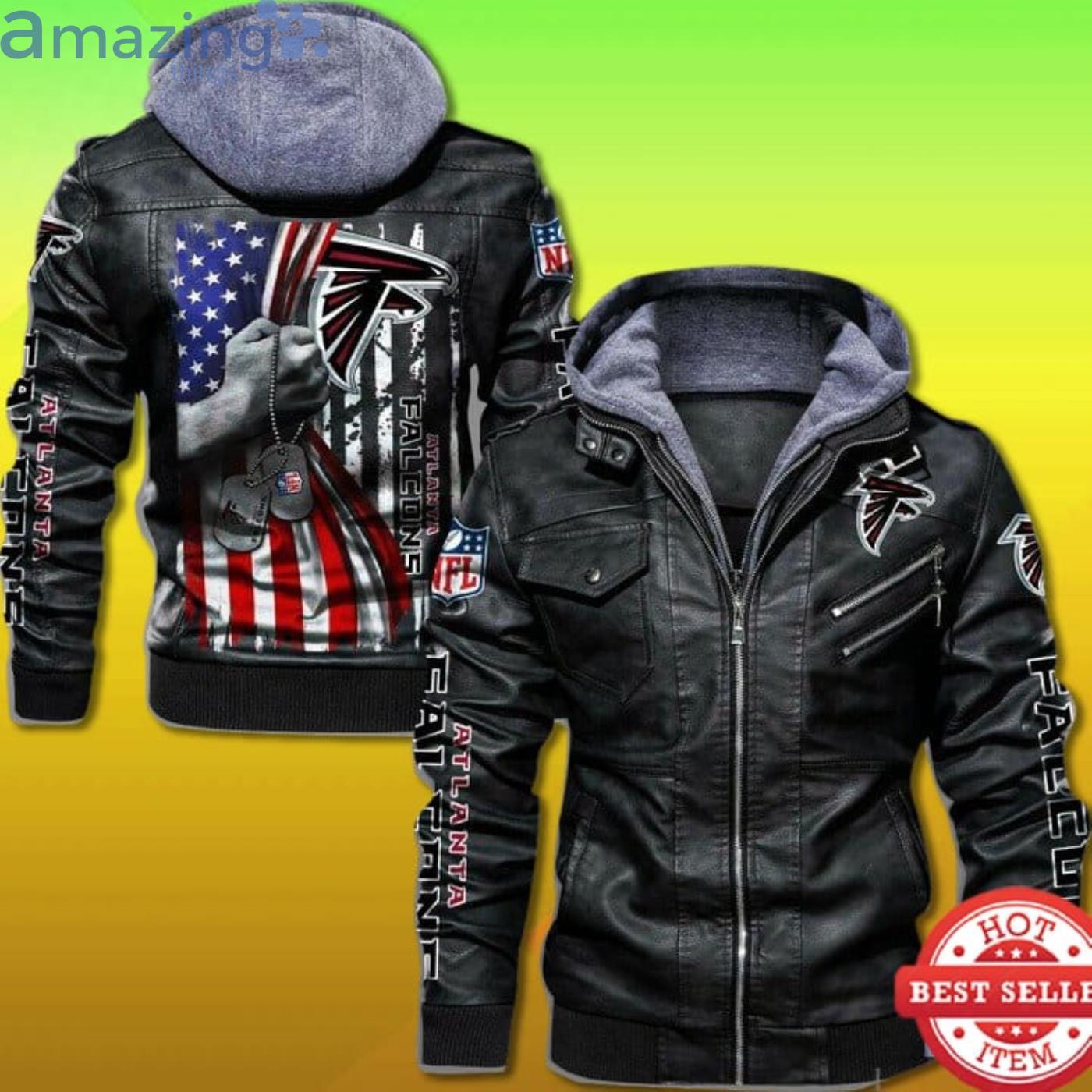 Atlanta Falcons Military Dog Tag 2D Leather Jacket