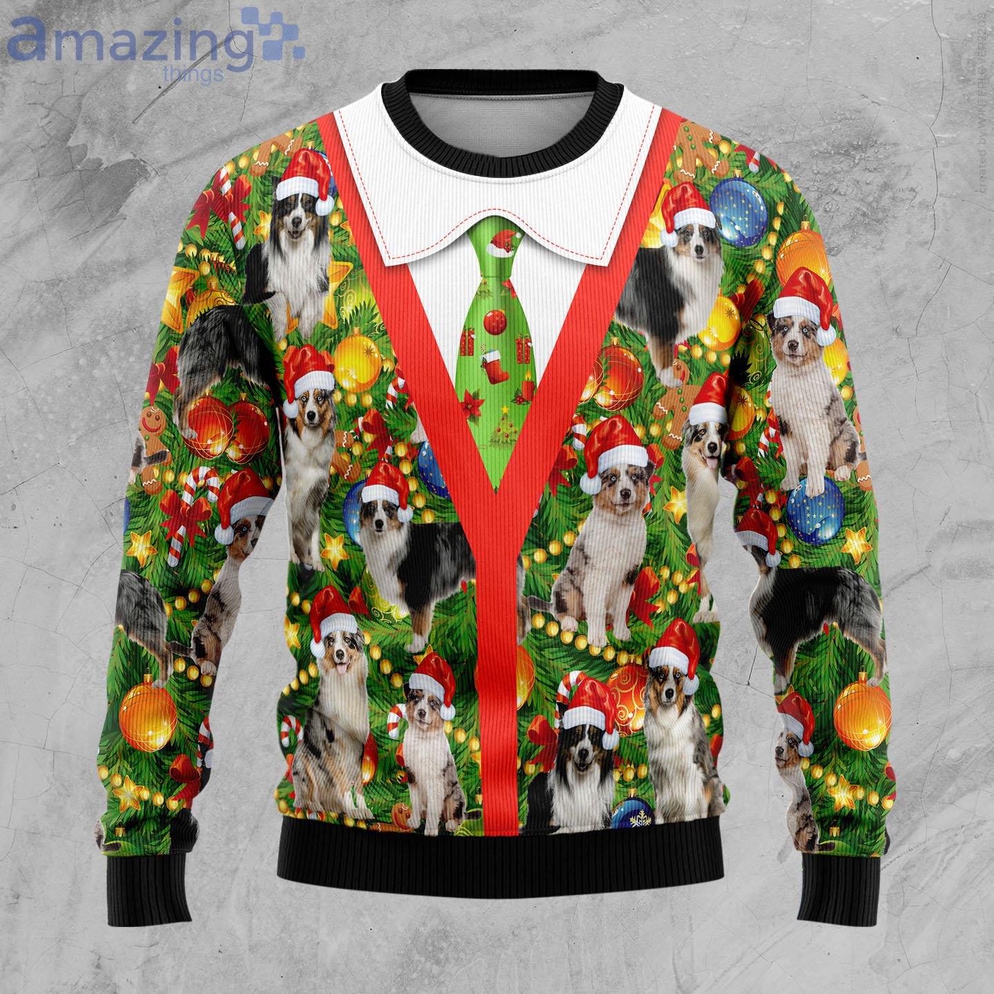 Australian Shepherd Xmas Pine Cute Gift Ugly Christmas Sweater image Australian Shepherd Xmas Pine Cute Gift Ugly Christmas Sweater Product Photo 1 Product photo 1