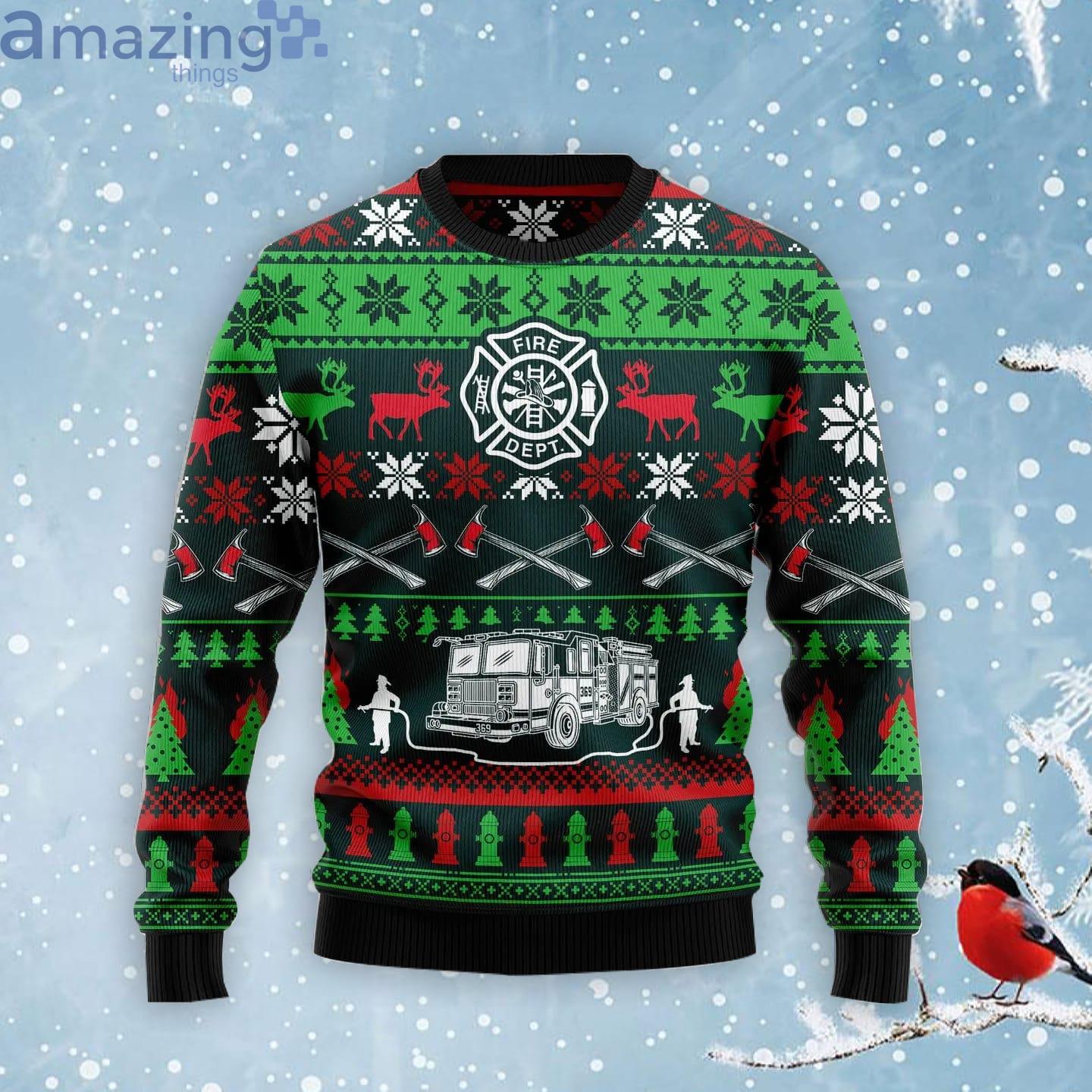 Awesome Firefighter Ugly Christmas Sweater Product Photo 1 Awesome Firefighter Ugly Christmas Sweater Product Photo 1