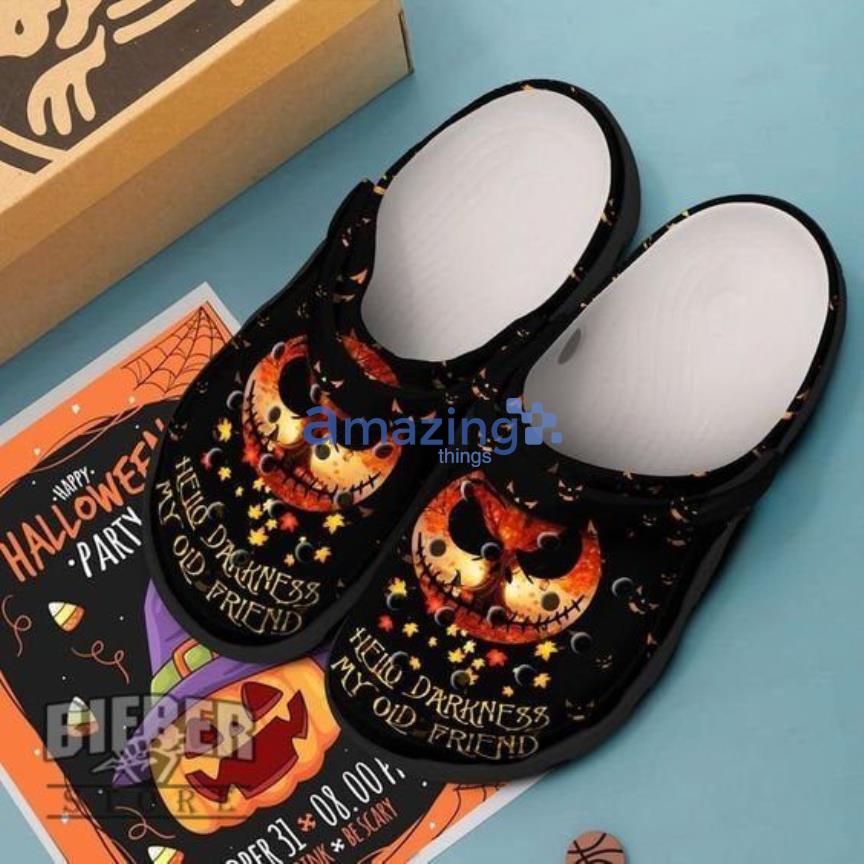 Awesome Hello Darkness My Old Friend Jack Skellington Clog Shoes Product Photo 1